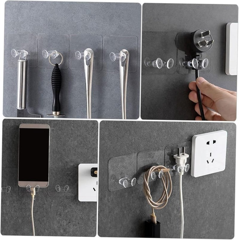 20 Pcs Clear Adhesive Cable Hooks Wall Mounted Cord Organizer No Trace Design - Image 3
